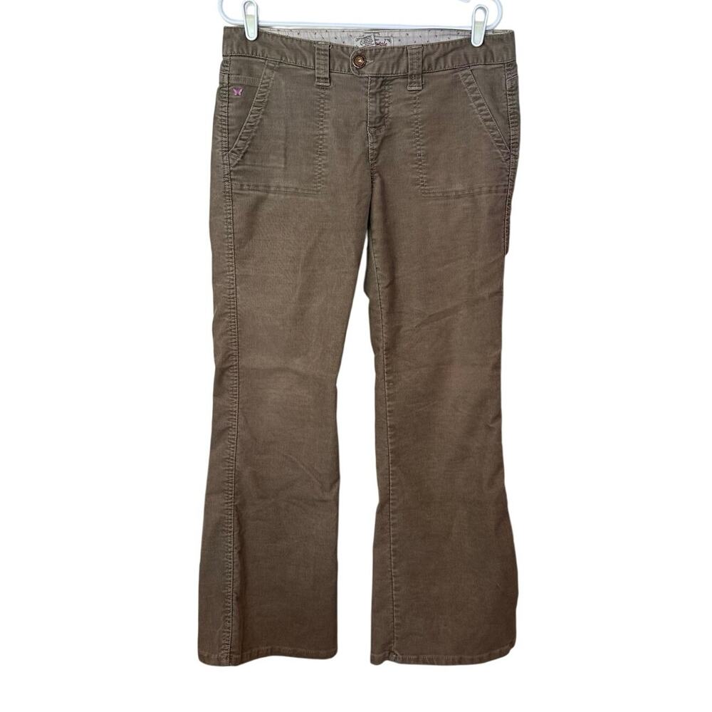 Aeropostale Y2K Women’s Mid Rise Corduroy Khaki Flare Pants Size 9/10S Preppy